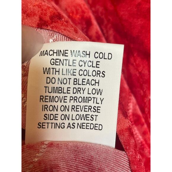 NY Collection Womens Tie-Dye Pleated Pintuck Utility Top 3/4 Sleeve Size L Red - Picture 5 of 9